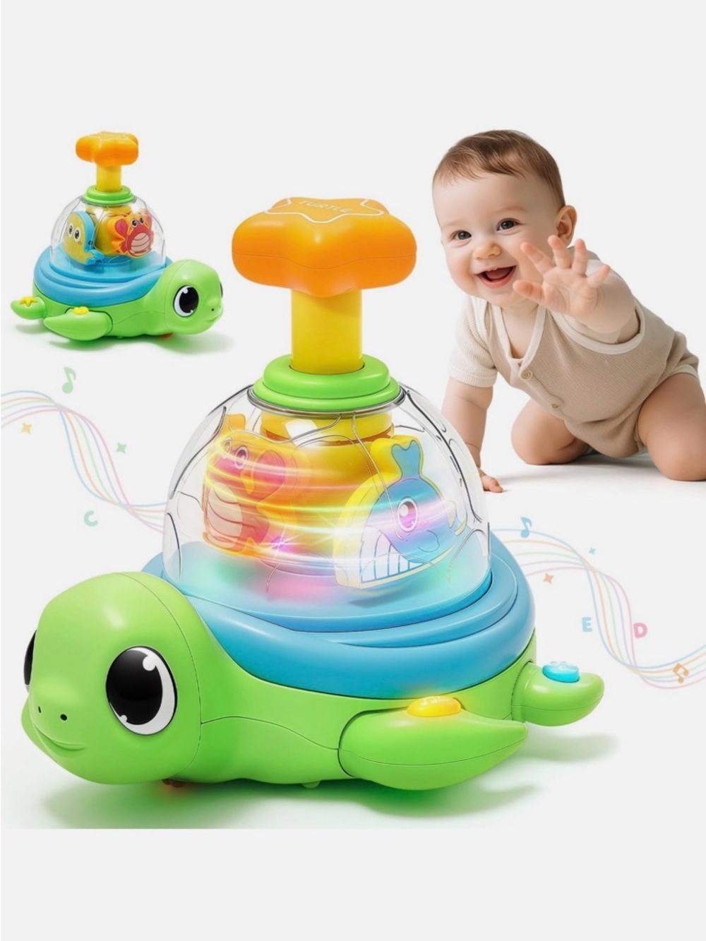 Baby Crawling Toys 6-12 Months, Musical Light-up Toys for 1 Year Old Press Crawl